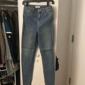 Light blue, super stretchy, high waisted, skinny jeans